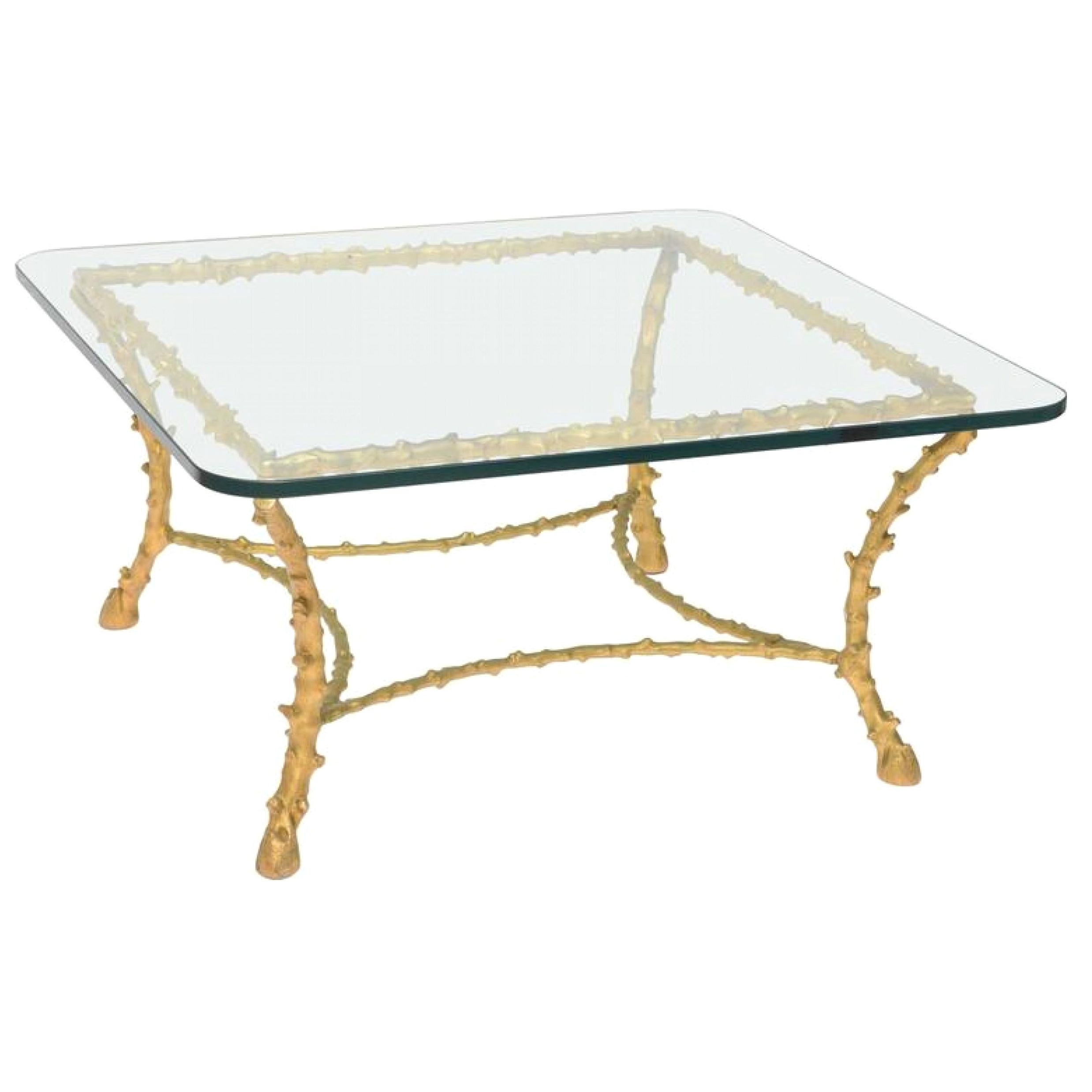 Französische Moderne, Tisch aus vergoldeter Bronze, Maison Baguès zugeschrieben