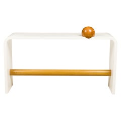 Unique Bespoke White Lacquer Waterfall Edge Console with Sphere, Antonio Fortuna