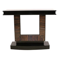 French Art Deco Style Palisander Veneer Console Table