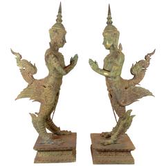 Pair of Thai Kinari Bronze Figures