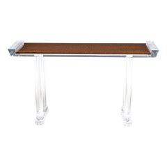 American Contemporary Lucite Konsolentisch mit Glasplatte