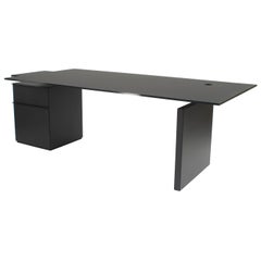 Vintage Contemporary "Icon" Black Satin Glass Desk