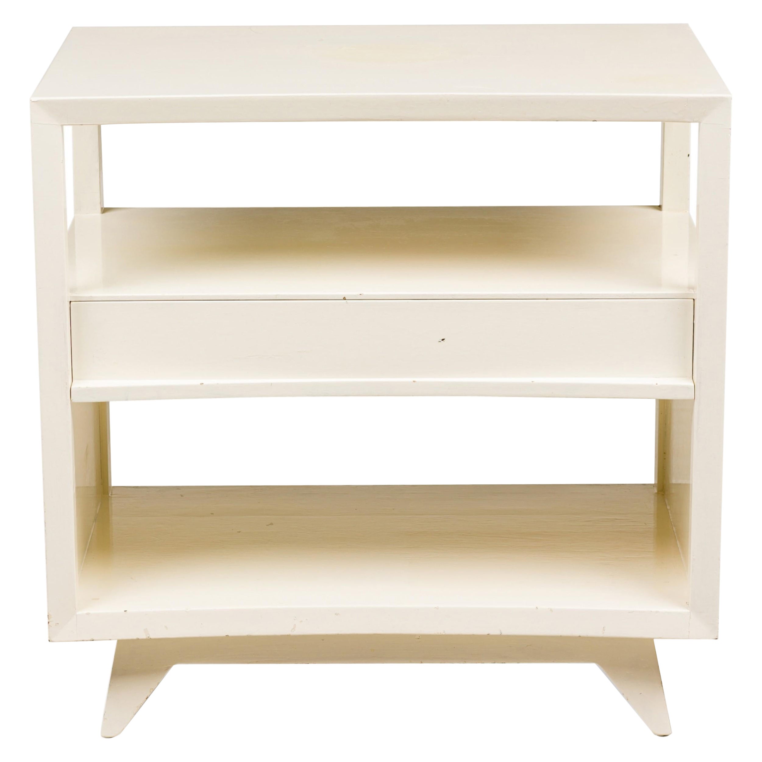 Coppia di tavolini concavi a due piani di colore bianco AM Contemporary in vendita