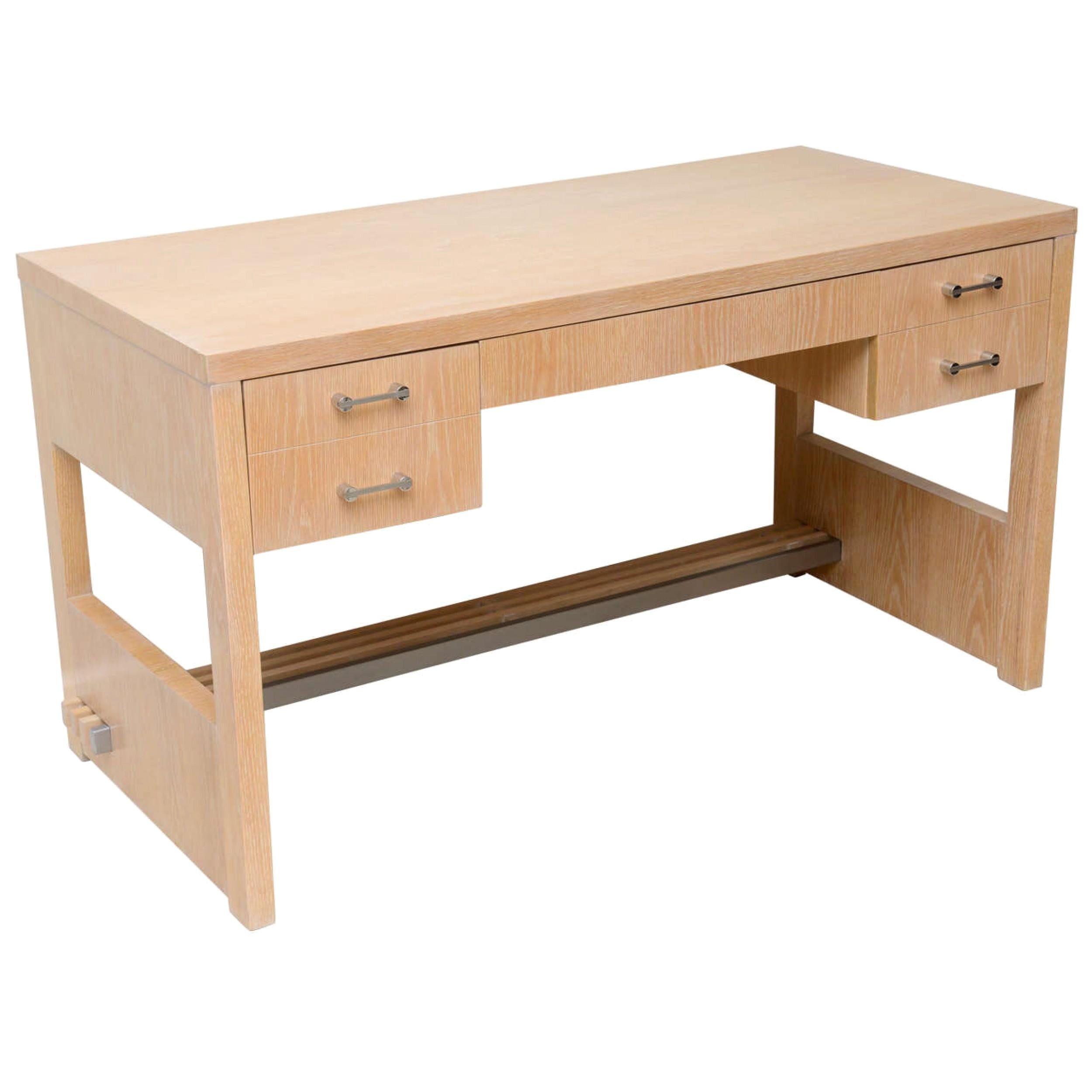 Rare American Modern Cerused Oak Desk by Jay Spectre For Sale