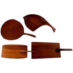 Vintage Art Form and Wiggers and Others, Danish Design, Four Cutting Boards in Teak