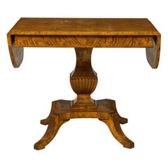 Continental Baltic Style Drop Leave Burl Wood Veneer Dining / Conference Table