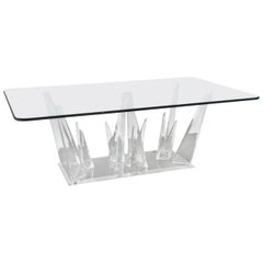 American Modern Lucite and Glass Dining or Center Table, Charles Hollis Jones