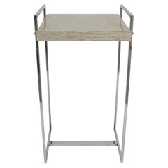 Pair of Contemporary Steel and Wood Veneer End Tables