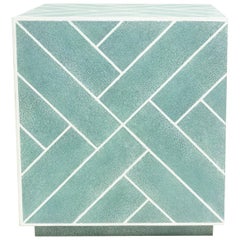 Ein Paar Contemporary Blue Shagreen End Tables