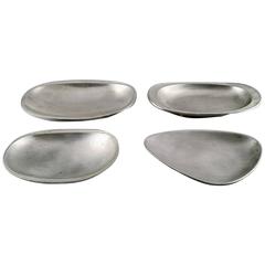 Just Andersen Art Deco Four Large Pewter Dishes or Platters