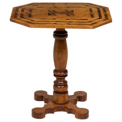 American Victorian Inlaid Wooden Octagonal Side Table
