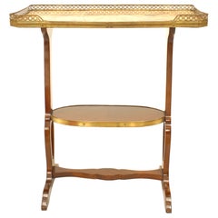 French Victorian Mahogany Marble Top End Table