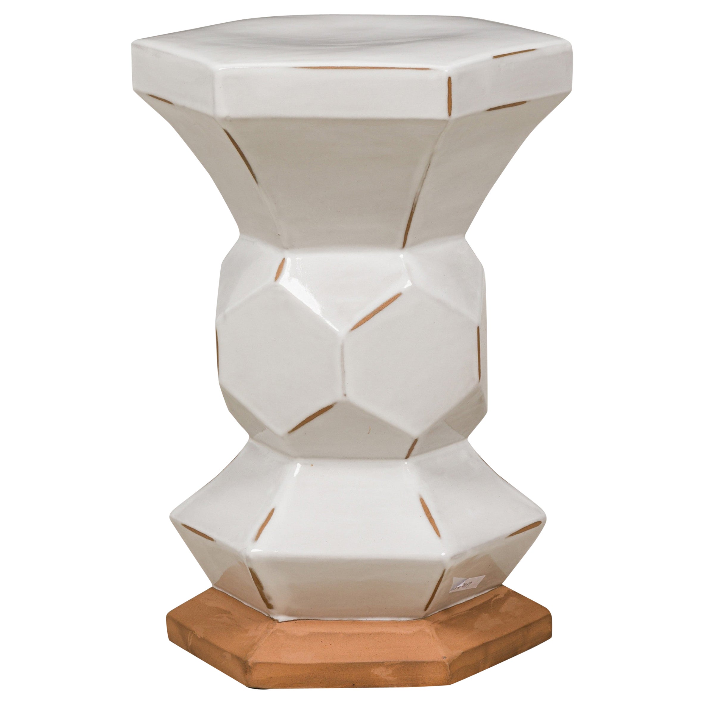 Tavolo esagonale esagonale in ceramica Contemporary White