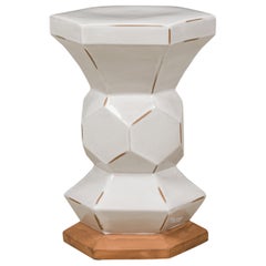 Tavolo esagonale esagonale in ceramica Contemporary White
