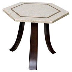 Harvey Probber Tisch aus Terrazzo und dunklem Nussbaumholz