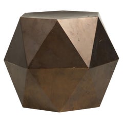 Contemporary Gray Metallic Finished Faceted Ceramic End / Side Table