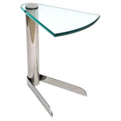 American Modern Beistelltisch aus Edelstahl und Glas, Pace Collection