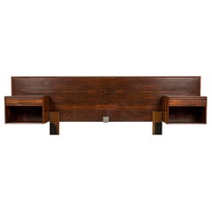 Poul Cadovius Danish Rosewood Headboard with Auxiliary Matching Side Tables