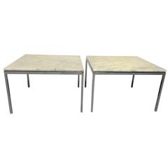 Florence Knoll Pair of Marble Side Tables