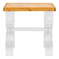 American Mid-Century Pine and Lucite End Table
