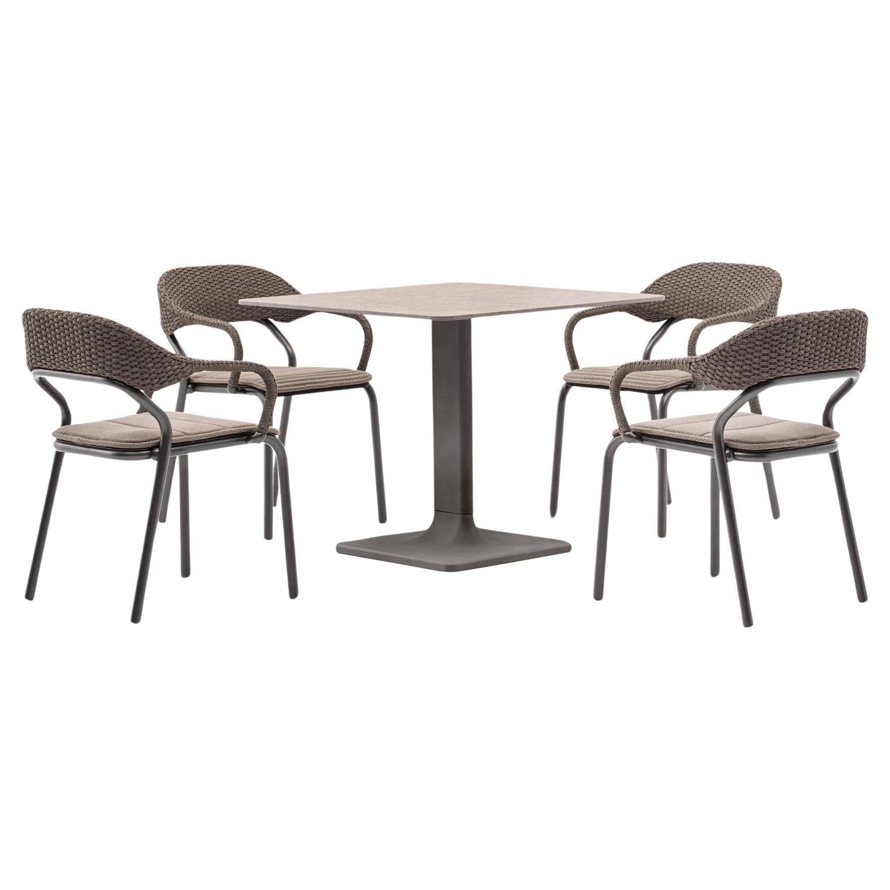5-Piece Italian Outdoor Dining Set–Includes Table and 4 Stackable Chairs