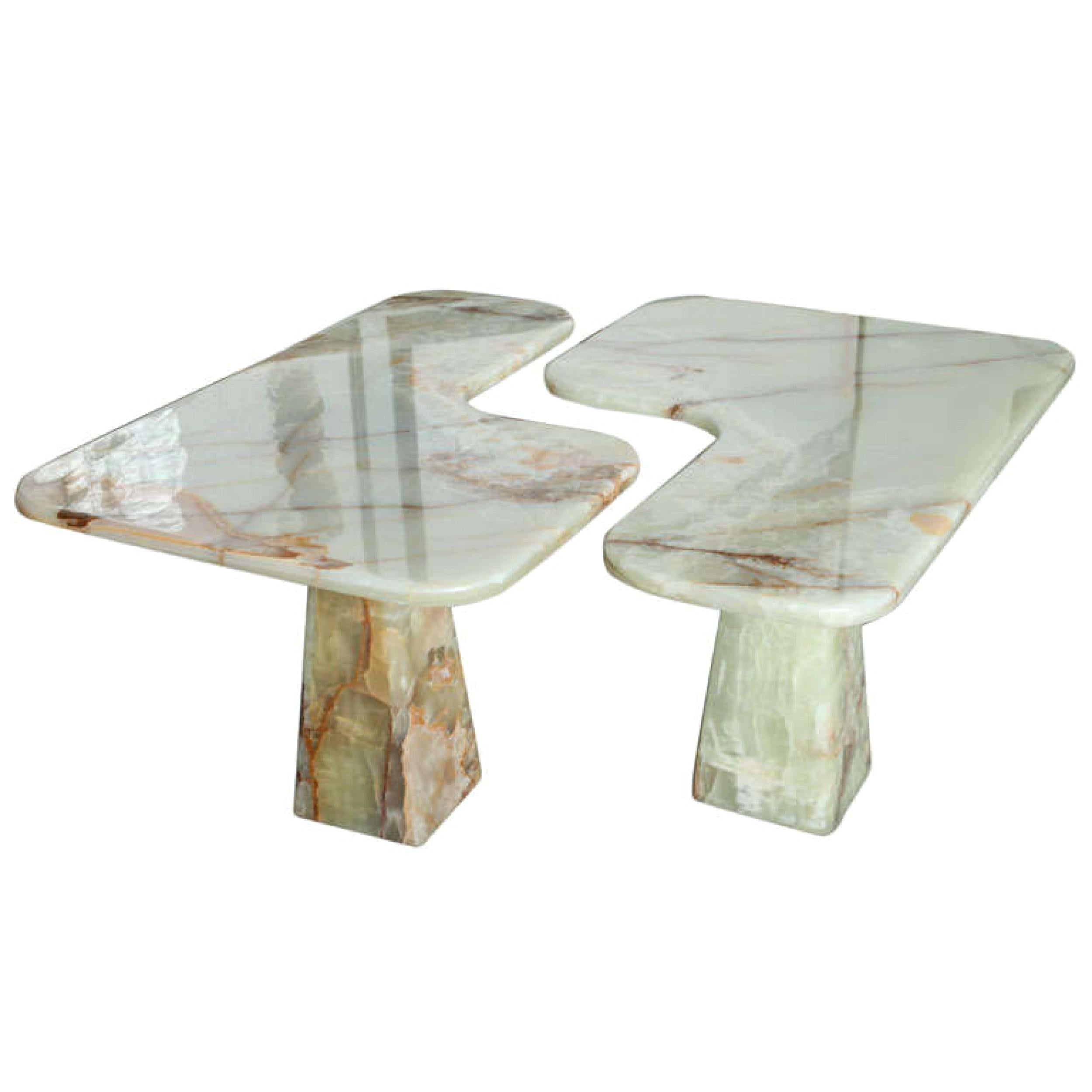 Italian Modern Onyx Center Table/Pair of Corner Consoles, attributed to Borsani