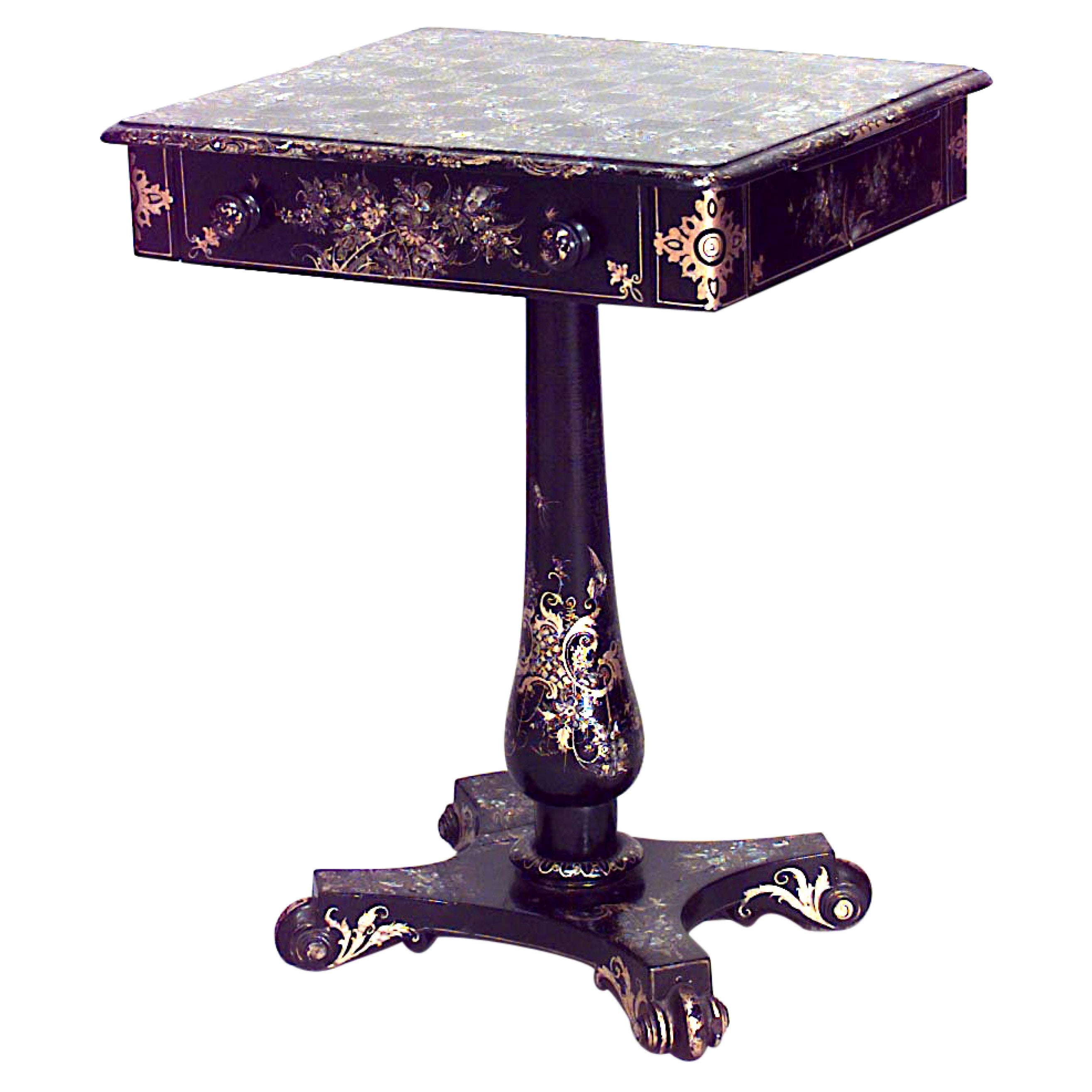 English Victorian Papier Mache Chess/Checkers Game Table