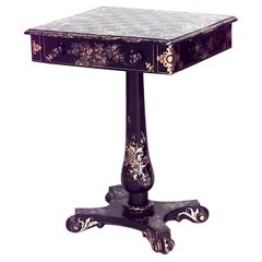 English Victorian Papier Mache Chess/Checkers Game Table