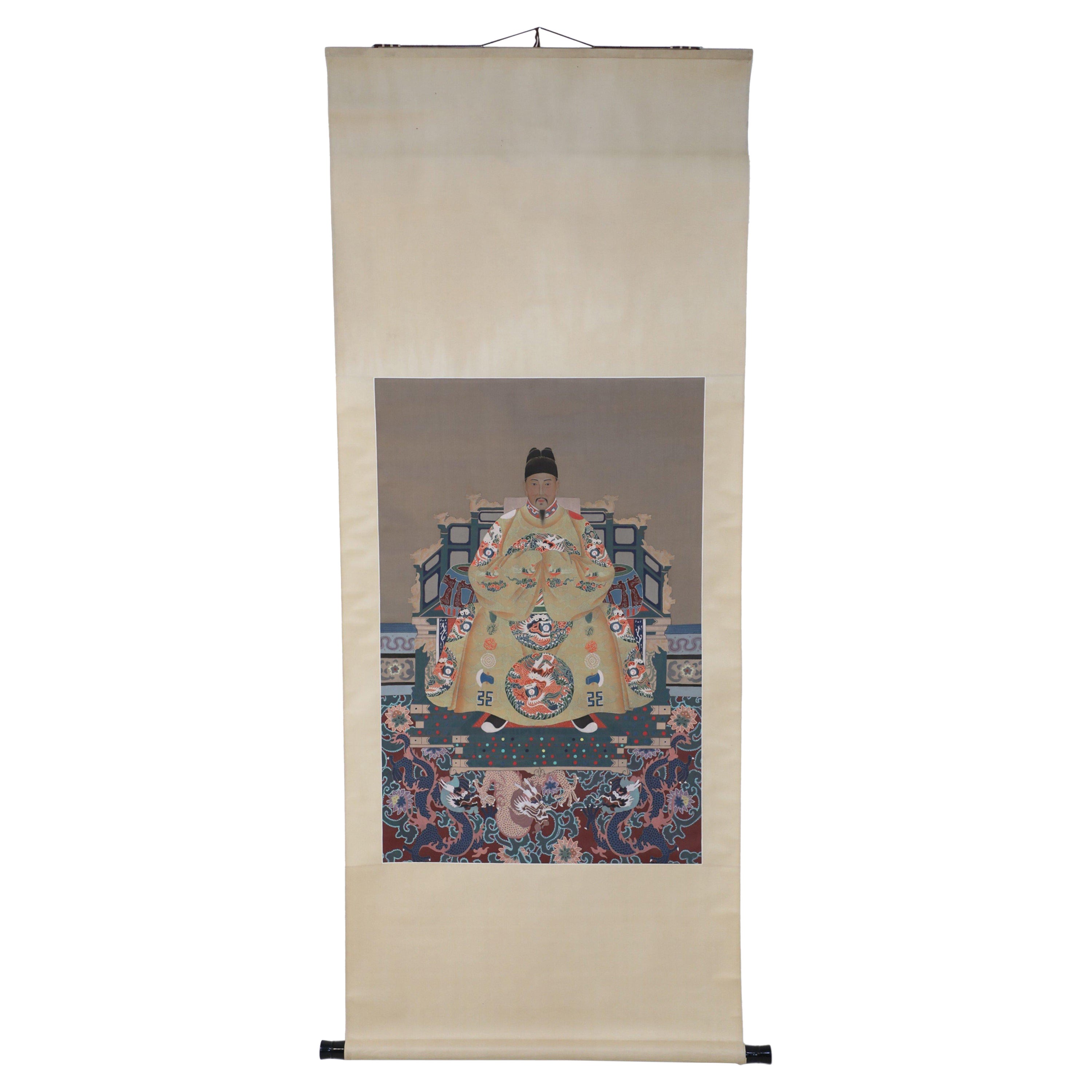 Rouleaux de papier et de soie pour portraits de roi de style chinois de la Dynastie Ming Ming