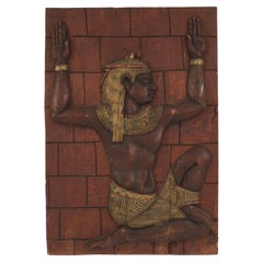 Egyptian Revival Polychromed Wall Plaque