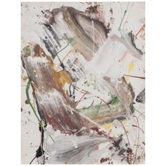 Vintage Contemporary Abstract Composition of Colorful Paint Spills and Brushstrokes