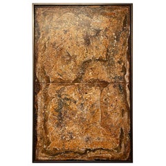 Vintage Ricardo Rumi American Framed Abstract Oil on Canvas, titled: "Fossil Diptych"