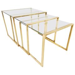 Nesting Tables in Brass, Italy, circa 1970