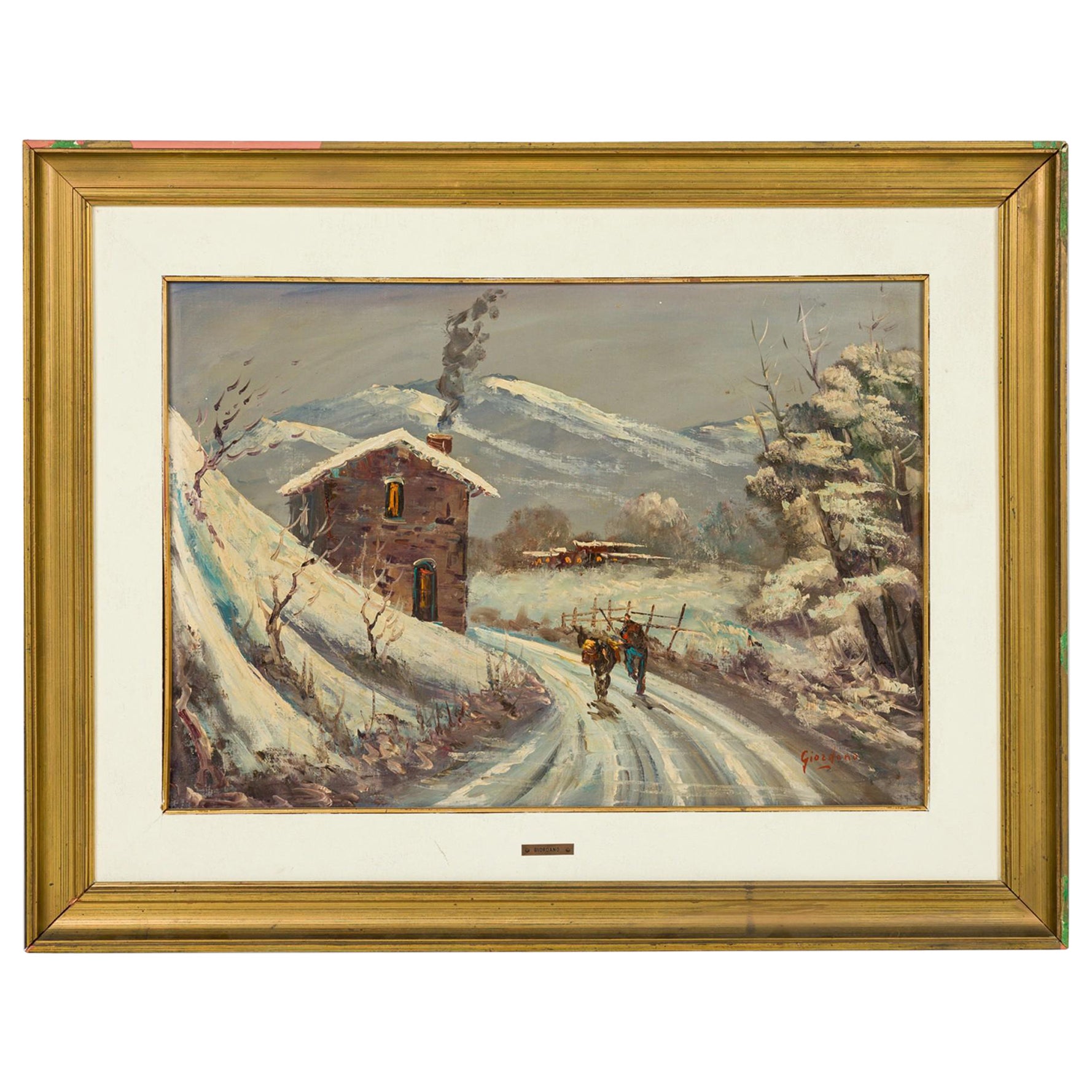 American Mid-Century Impressionist style winter landscape painting
