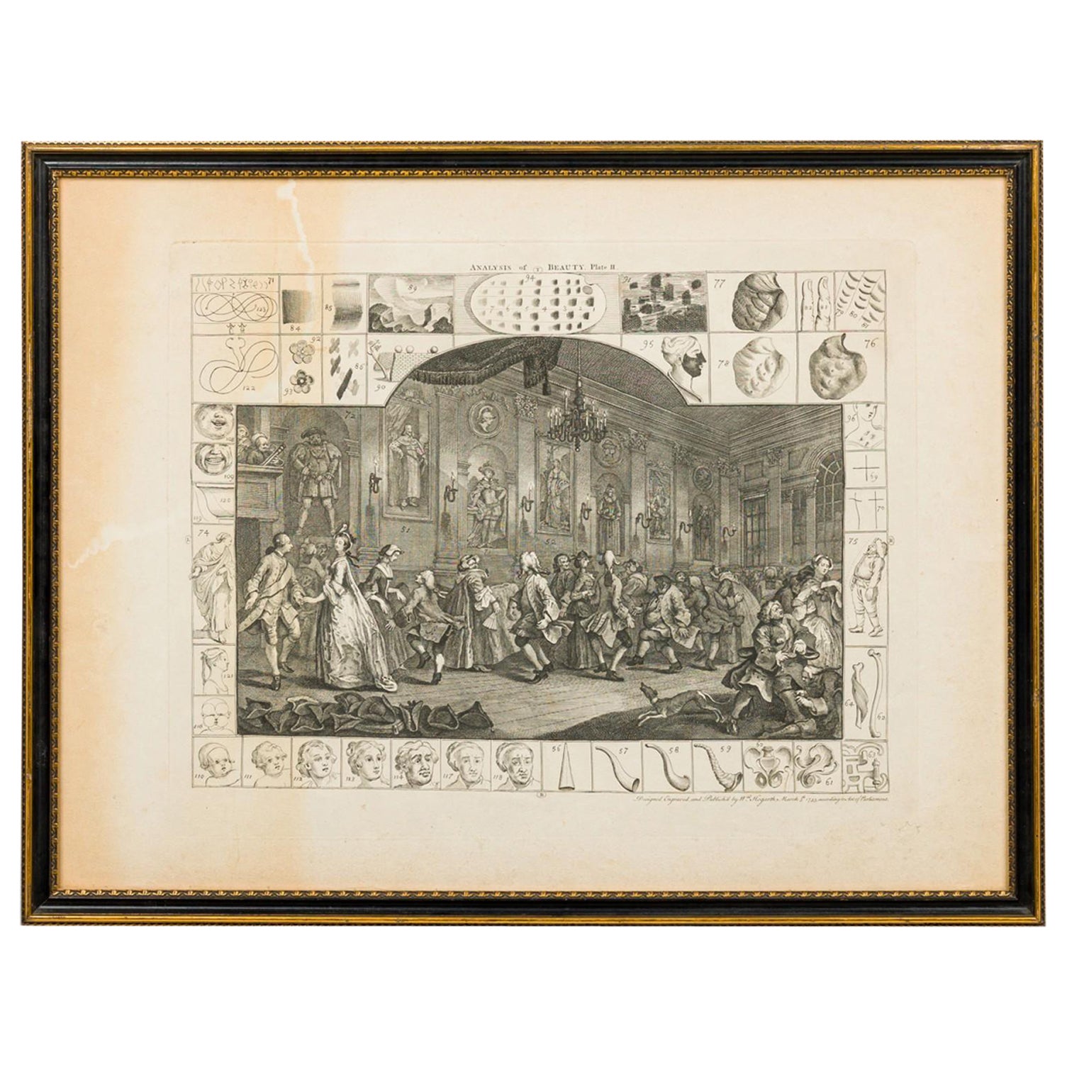 William Hogarth English Georgian Framed Print of "Analysis of Beauty. Plate II"