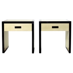 Armani Parchemin et bois laqué noir Night Stands Armani Casa Italie années 2000