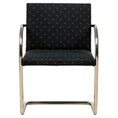 Pair of Knoll Modern Chrome Tube & Black Fabric Upholstered "Brno" Armchairs