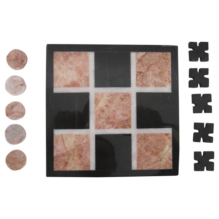 Vintage Mini Black Marble TicTacToe Game Set For Sale at 1stDibs