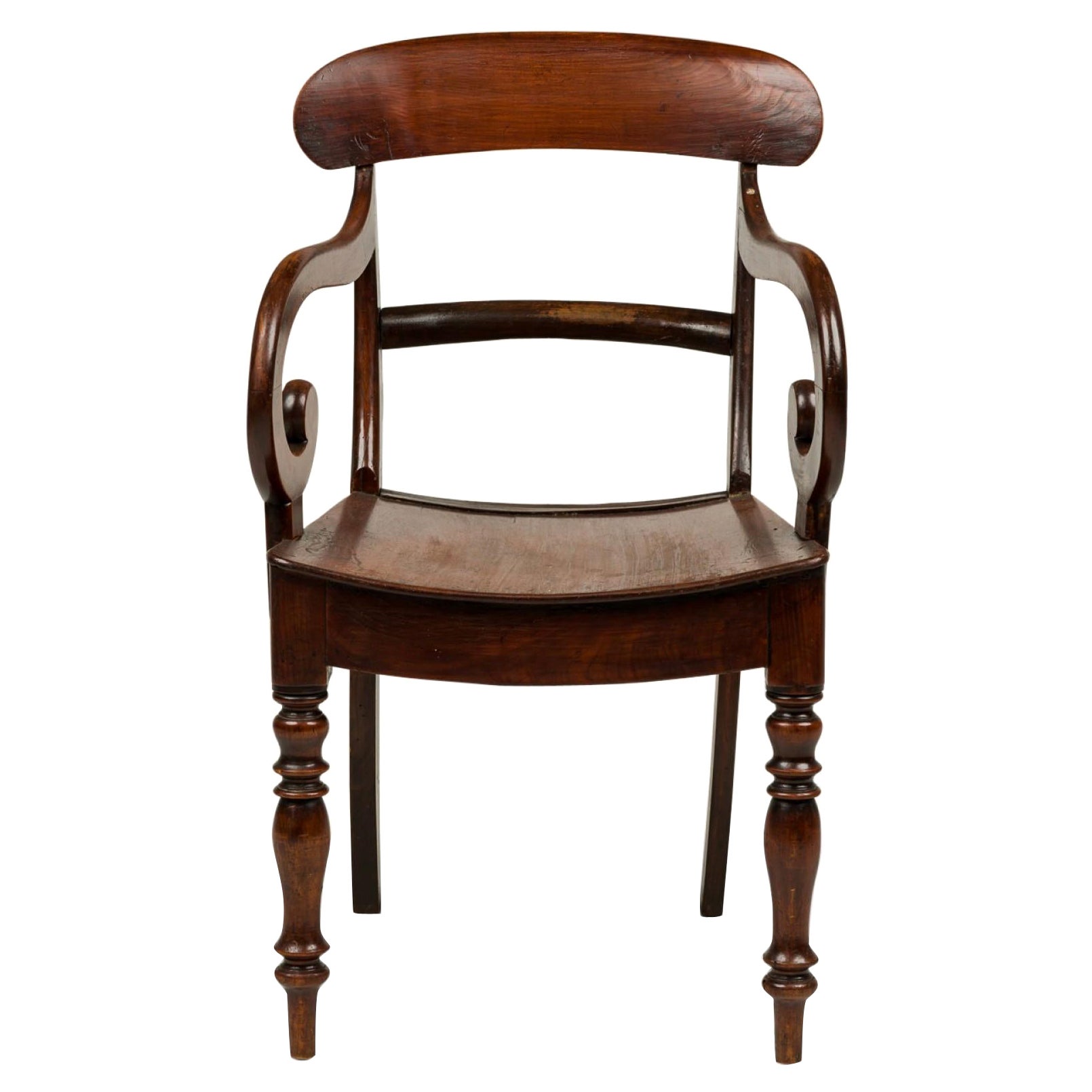 English Regency Style Mahogany Scroll Armchair