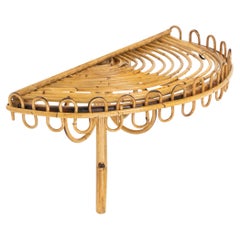 Midcentury Rattan & Bamboo Wall Shelf or Console Att. Franco Albini, Italy 1960s