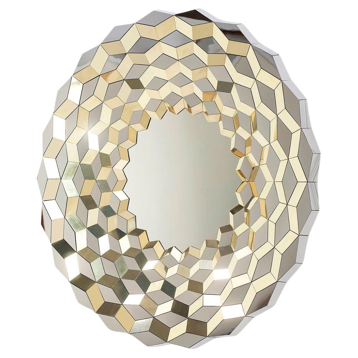 TERRACE Mirror in Polished Brass and Steel by Jake Phipps