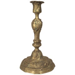 Pair of French Louis XV Bronze Candlesticks
