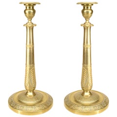 Pair of French Empire Bronze Candlesticks