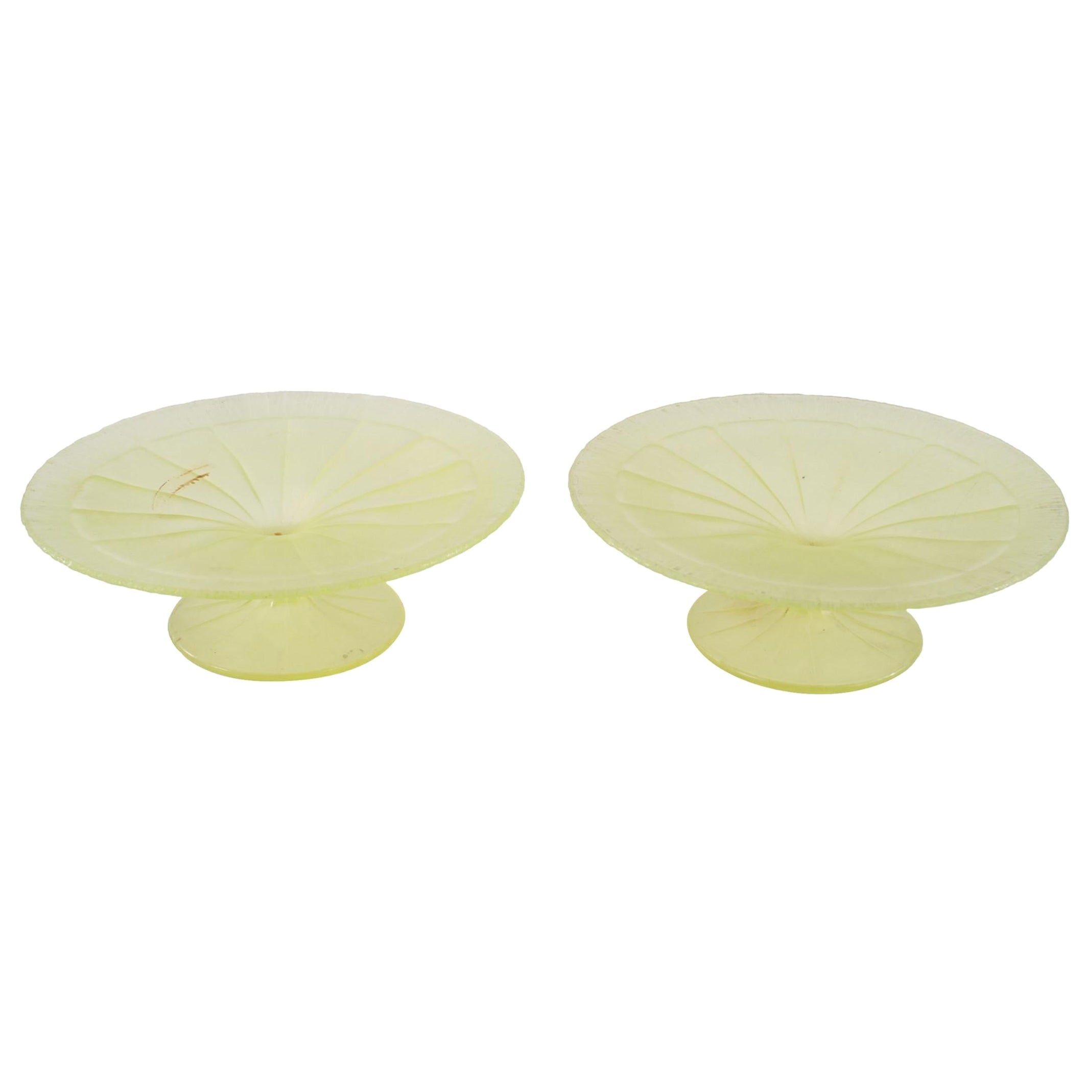 Coppia di centrotavola in vetro smerigliato Greene & Greene