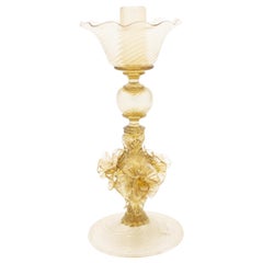 Italian Murano Gold Dusted Glass Candlestick