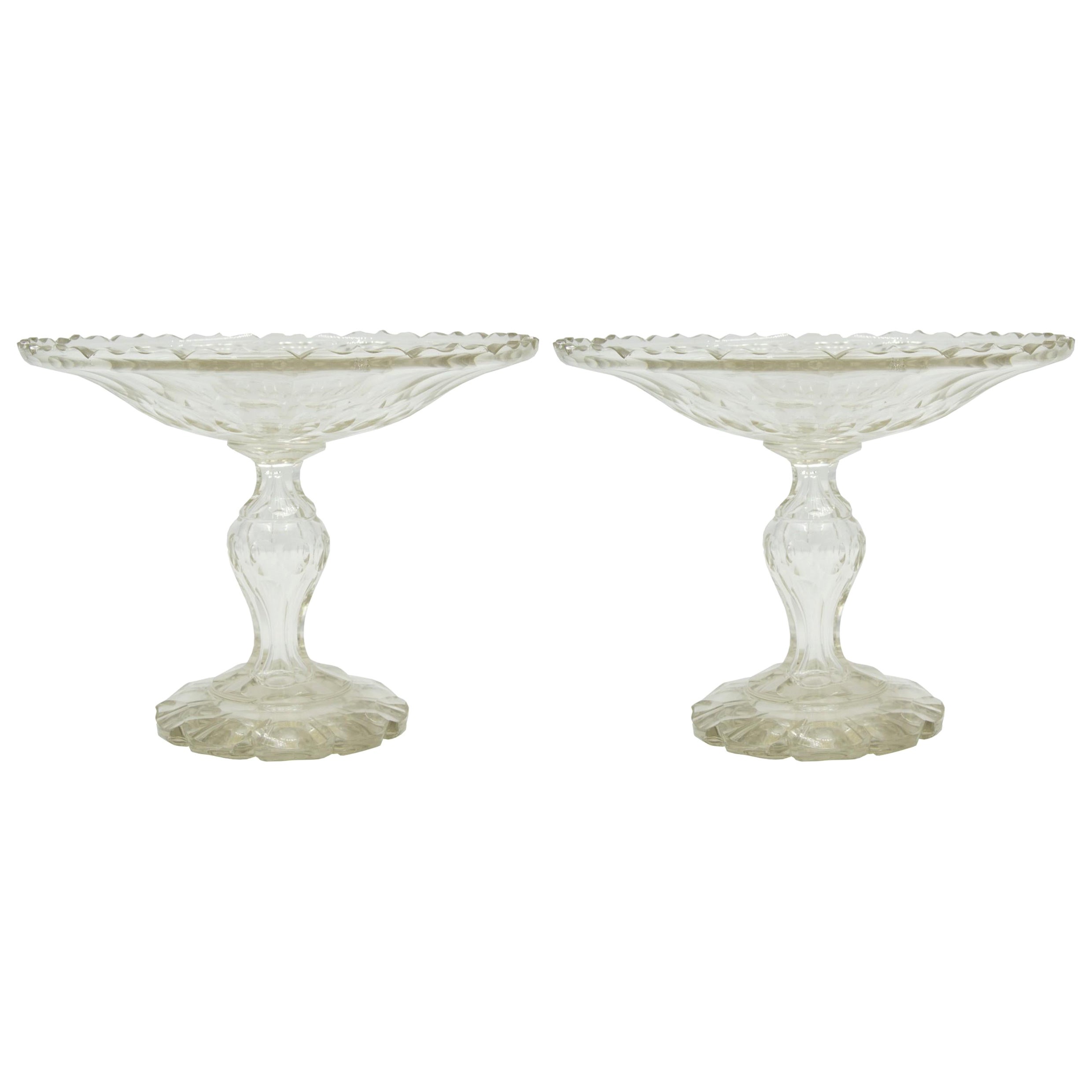 Pareja de compoteras inglesas victorianas de cristal