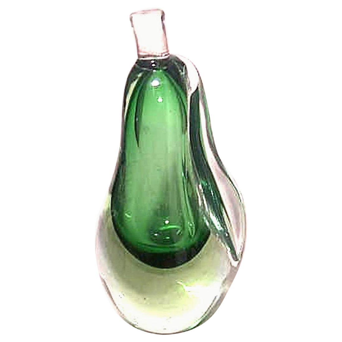 Presse-papier poire en verre vert de style vénitien italien
