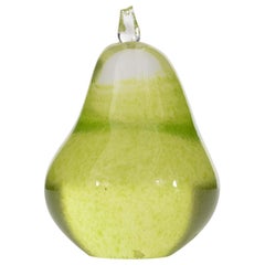 Green Glass Pear Paperweights