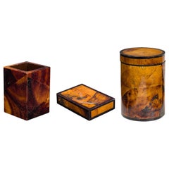 Set de 3 accessoires de bureau AM Contemporary en placage d'oeil de tigre