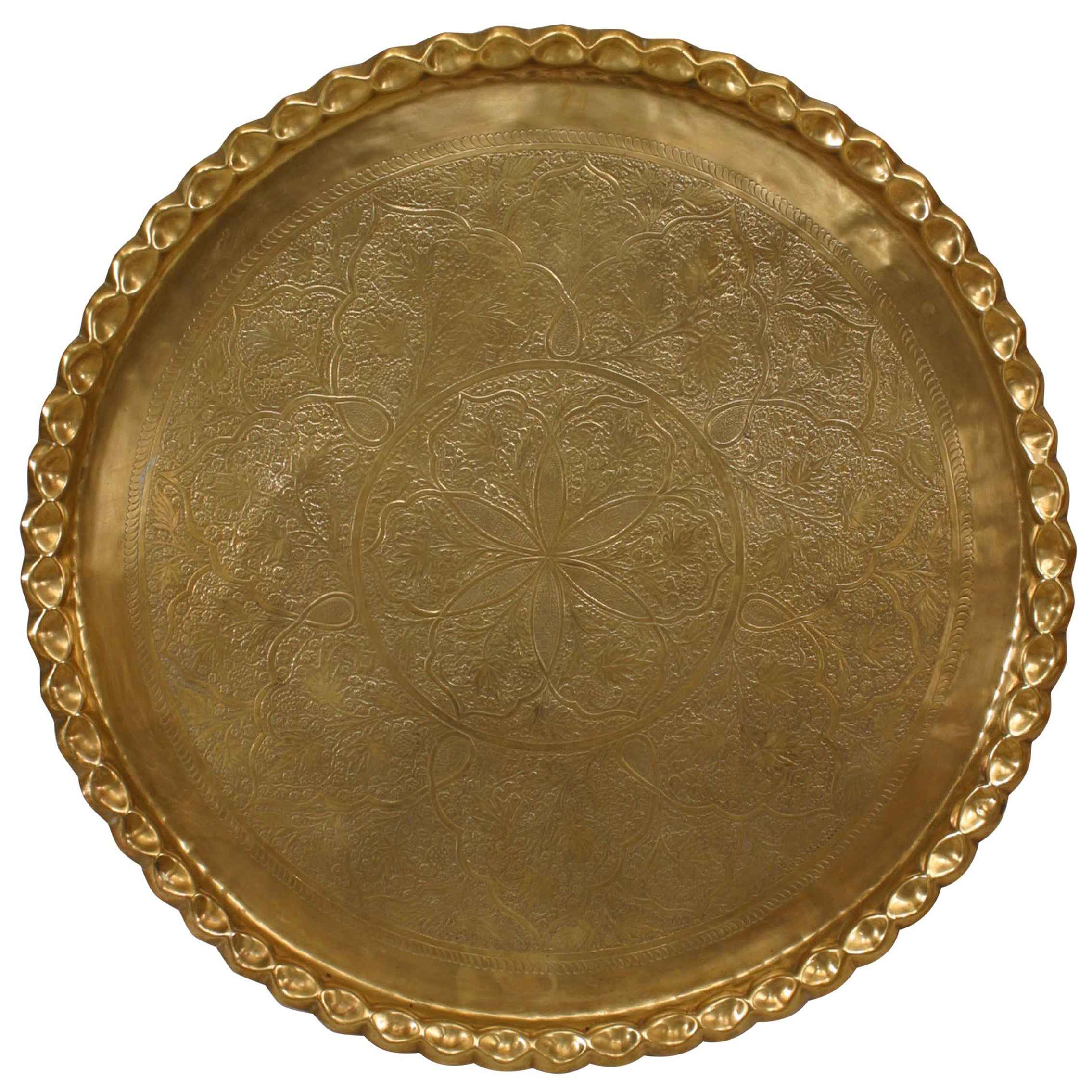 Moorish Round Brass Tray
